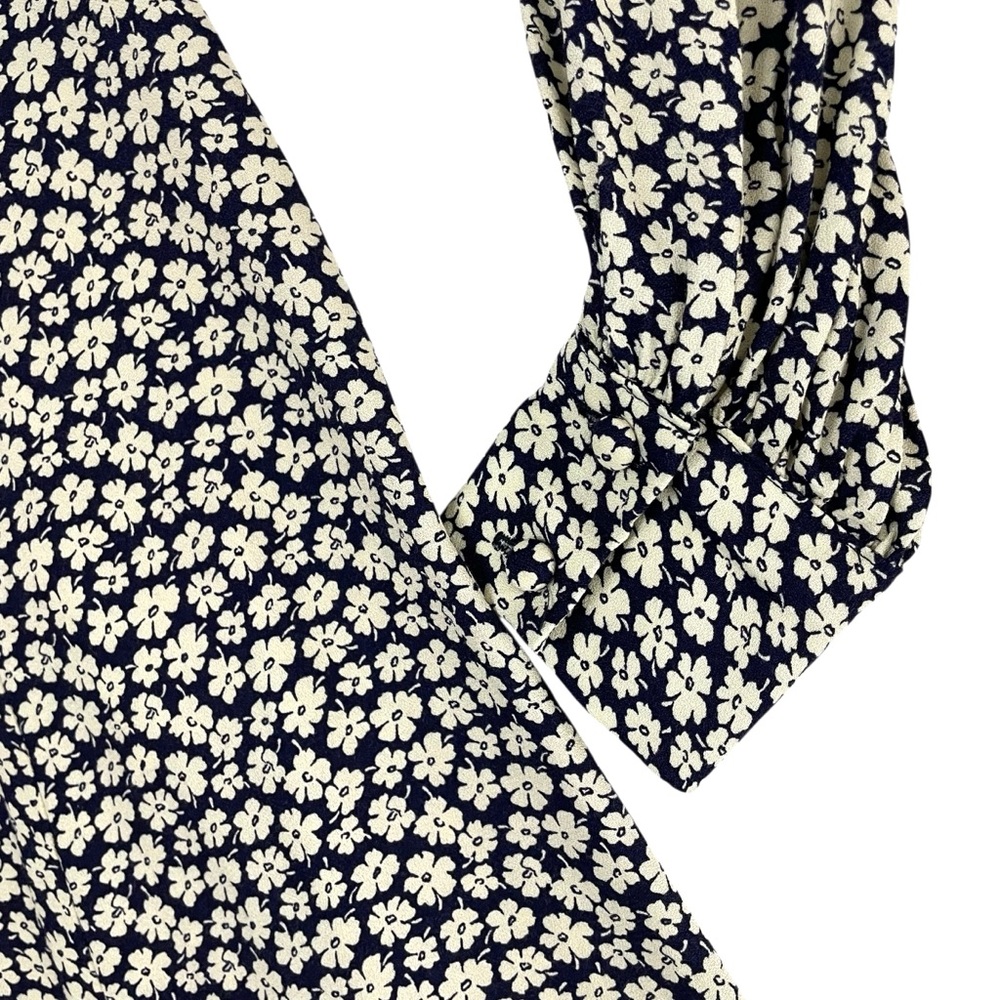 Reformation Josephine Long Sleeve Floral Midi Dress Navy Blue - Picture 9 of 12